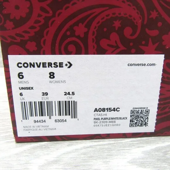 Converse x Wonka CTAS HI Women's Size 8 Pixel Purple White Sneakers NEW - Picture 14 of 14